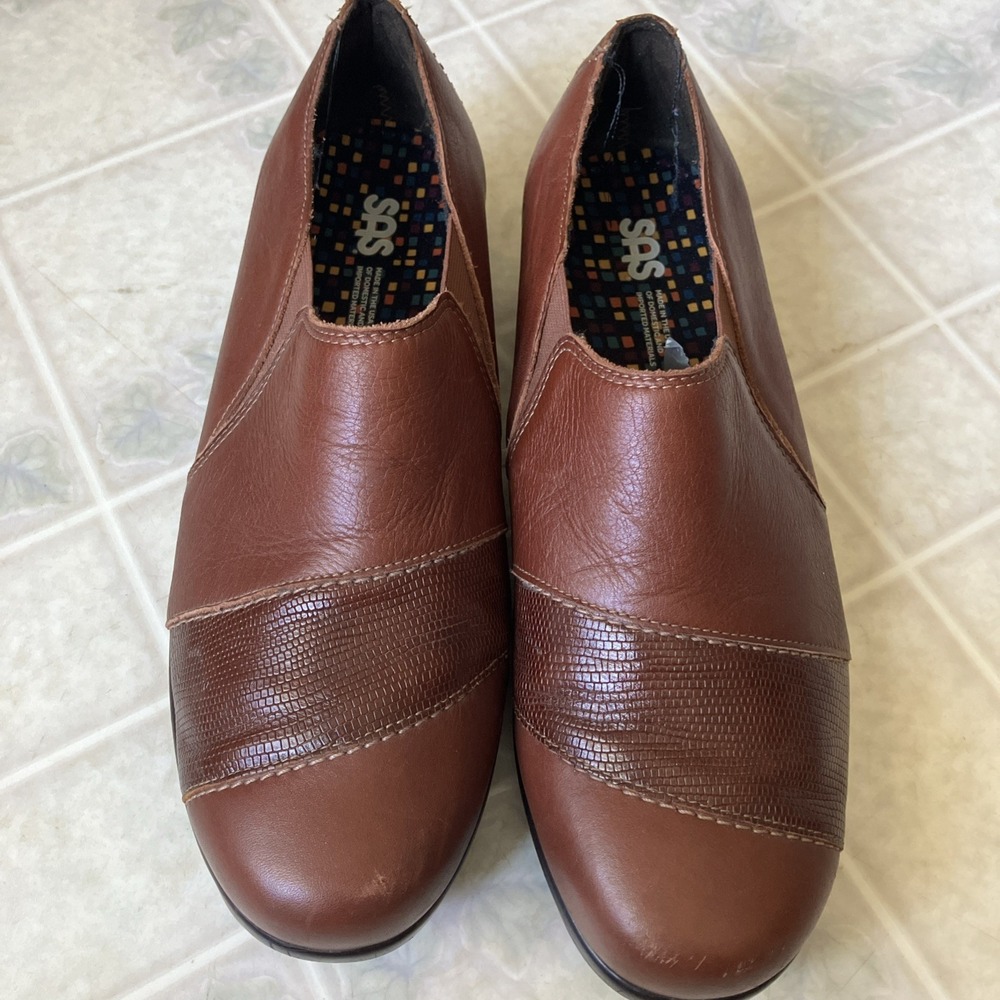 SAS Nora Auburn Lizard Pattern Brown Leather Shock Absorbing Slip-On Loafers 11